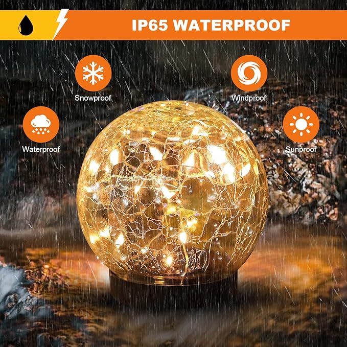 Solar Globe Lights Outdoor Waterproof-Solar Balls-Solar Garden Lights-Orbs - Image 2