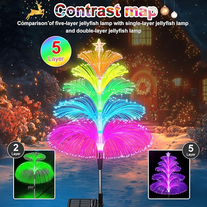 Solar Garden Lights Waterproof 3 Pack 7 Color Changing Outdoor Decorative - Image 3