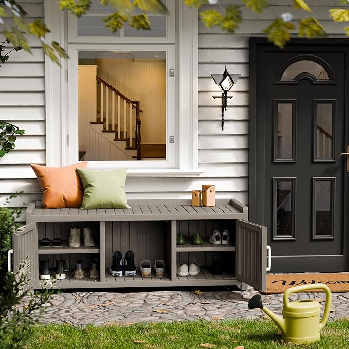Storage Bench - Waterproof Resin Shoe Bench - Indoor & Outdoor Use - Image 2