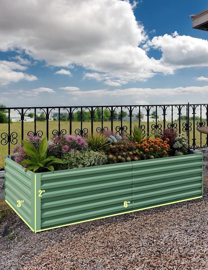 CABIHOME 2 Pcs 6x3x2 Ft Galvanized Raised Garden Bed, Deep Root Planter Box - Image 9