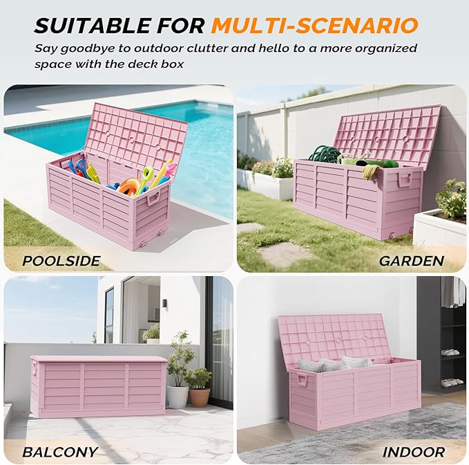 VINGLI 75 Gallon Collapsible Outdoor Storage Box, Simple-to-assemble Plastic - Image 7