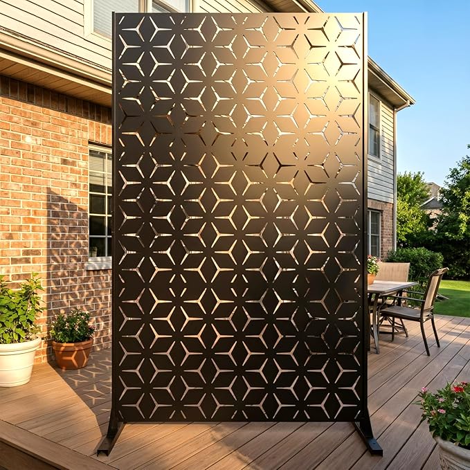6FT Metal Privacy Screen Outdoor – Decorative Laser Cut Privacy Fence Panel by TALLYVERUS