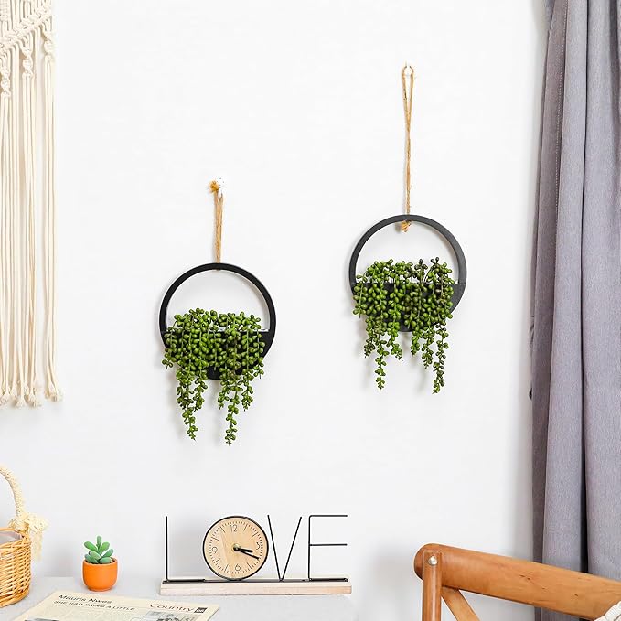 Floweroyal 2pcs Artificial Succulents Hanging Plants 12.2'' Fake String of - Image 7