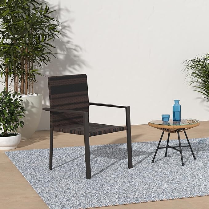 Best Choice Products Set of 2 Stackable Outdoor Wicker Dining Chairs - Image 2