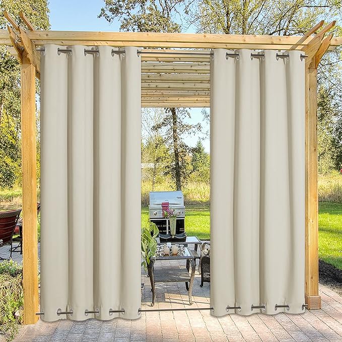 NICETOWN Outdoor Patio Curtain Windproof Double Grommets, Thermal Insulated by NICETOWN