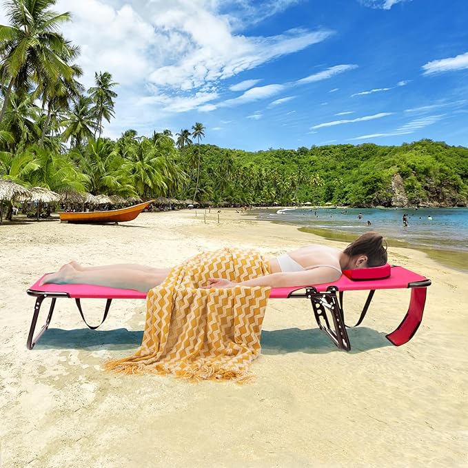 GYMAX Tanning Chair, 350lbs Beach Lounge Chair - Image 6