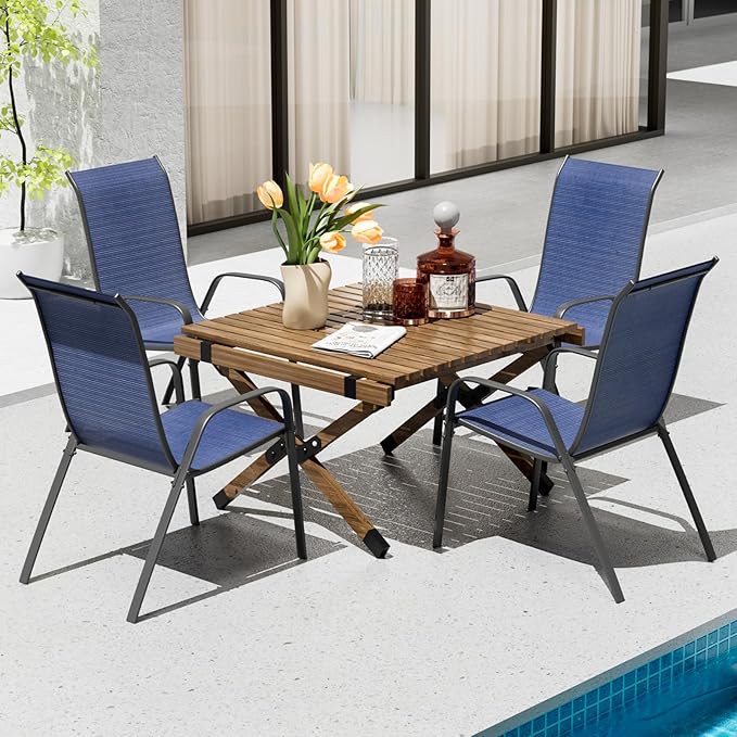 TLSUNNY Patio Chairs, Stackable Textilene Outdoor Dining Furniture - Image 2