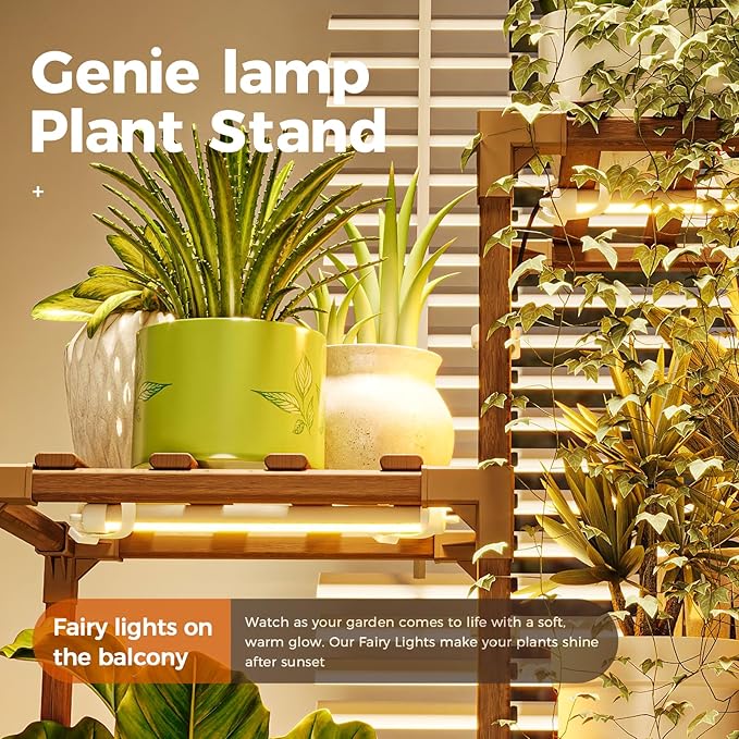 Bamworld Plant Stands with Grow Light Indoor 4 Sets Plant Shelves Outdoor - Image 5