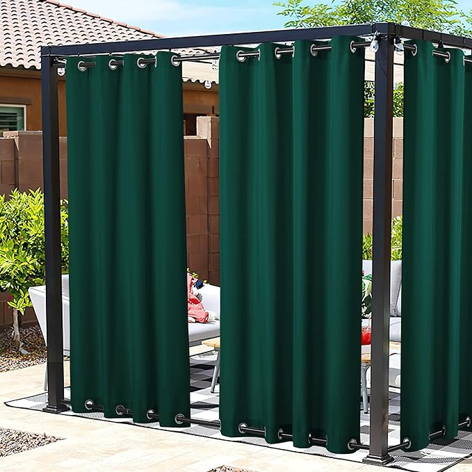 NICETOWN Canvas Patio Curtains Outdoor Waterproof 2 Panels, Rustproof Top & by NICETOWN