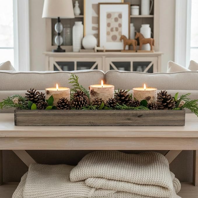 Dandat 1 Set Wood Boxes for Centerpieces 28 x 5 Inch Rectangle Wooden Planter - Image 5