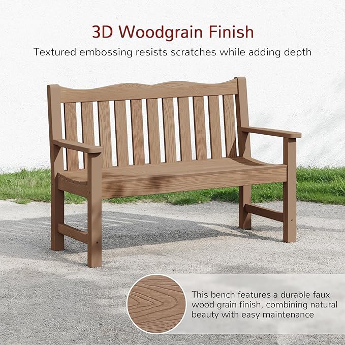 Stoog All-Weather Outdoor Bench, 2-Person Poly Lumber Garden Bench - Image 7