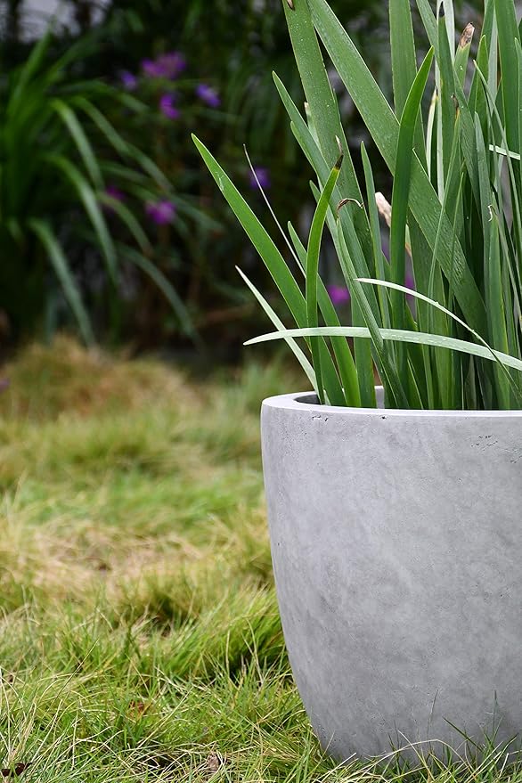 Kante 14 Inch Dia Round Concrete Planter, Indoor Outdoor Large Plant Pot - Image 20