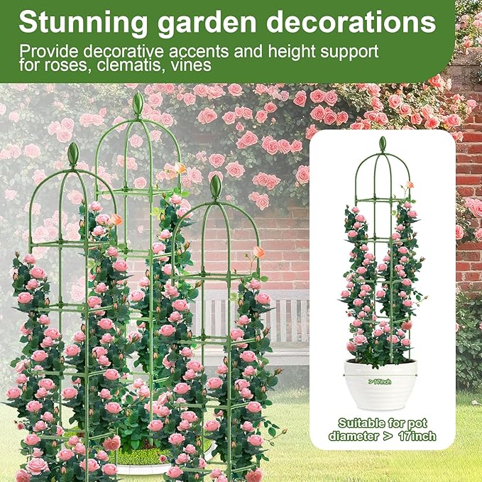 2 Pack Garden Obelisk Trellis, 70IN Tall Plant Support - Image 6