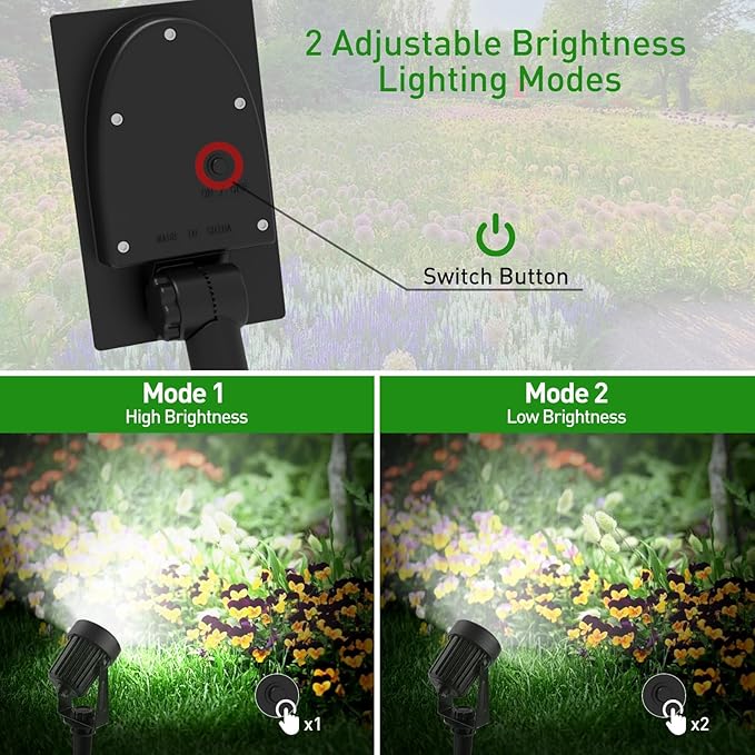 T-SUNUS Christmas Solar Spot Lights Outdoor White 6000K IP65 Waterproof 2-in-1 - Image 2