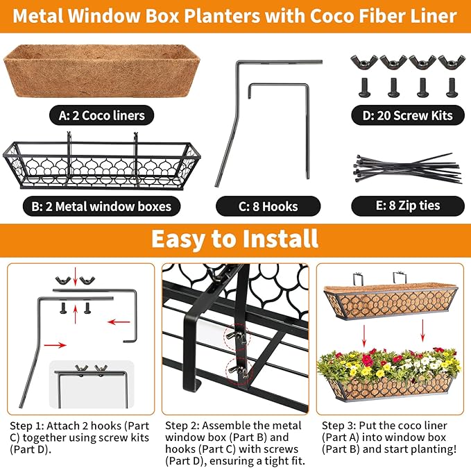 Riare 2 Pack 24 Inch Window Boxes Planters - Image 3