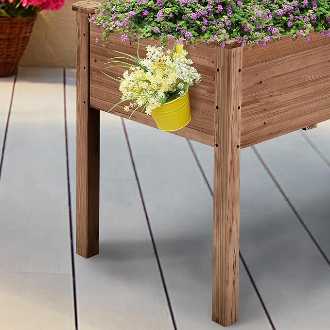 Yaheetech 1pc Raised Garden Bed 48x24x30in Elevated Wooden Horticulture Planter - Image 9
