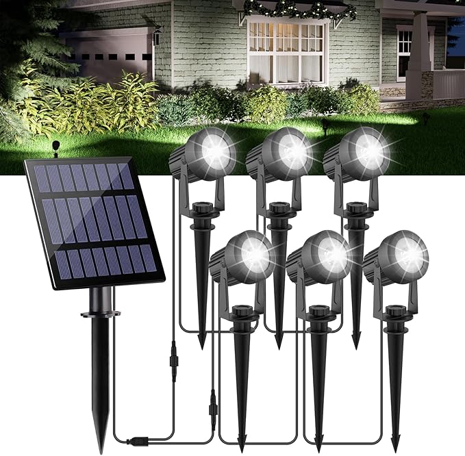 Solar Spot Lights Outdoor, Landscape Spotlights IP65 Waterproof 9.8ft Cable by CREPOW