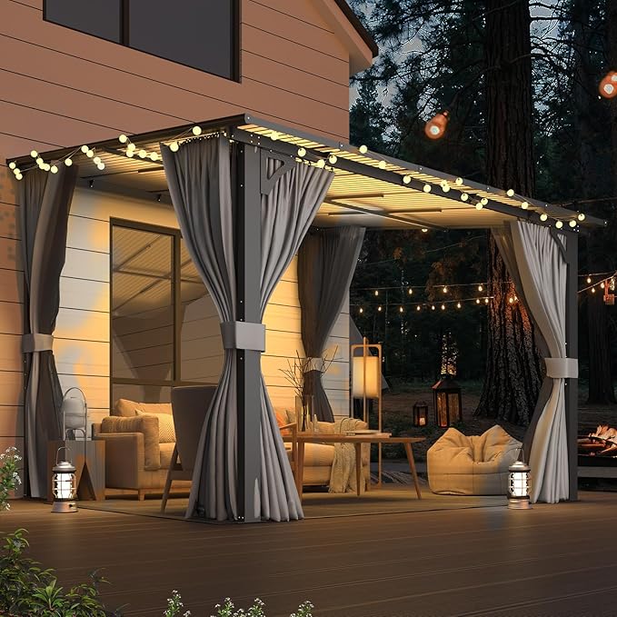 AECOJOY 10’ x 10’ Gazebo, Wall Mounted Gazebos Pergola - Image 3