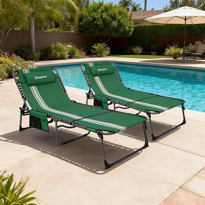 KingCamp 2 Pack Folding Lounge Chair Outdoor, Tanning Chair - Image 2