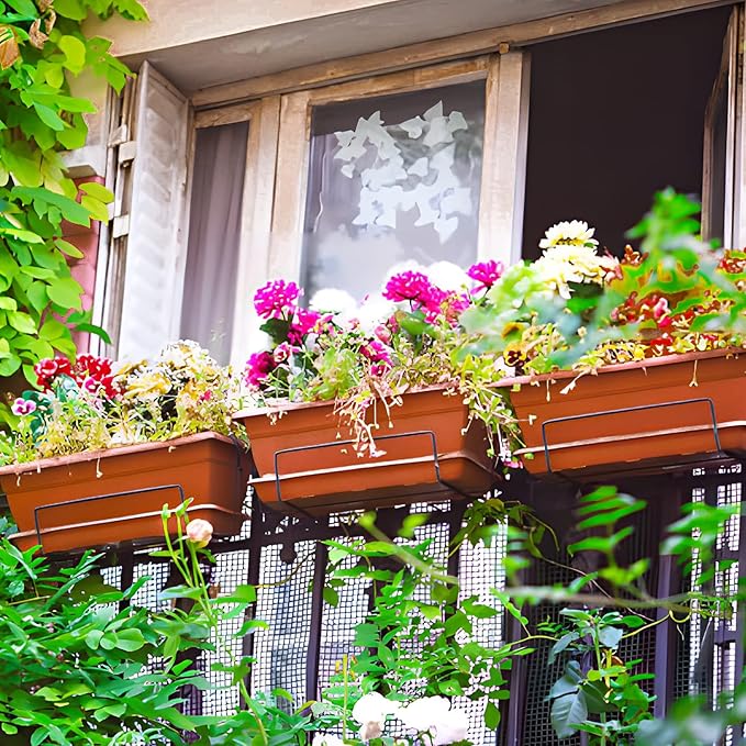 6 Packs Window Box Planter, 17 Inches Flower Window Box Rectangular Plastic - Image 7