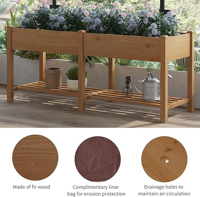 FILWH Raised Garden Bed with Legs Elevated Wooden Planter Box Stand Large - Image 6