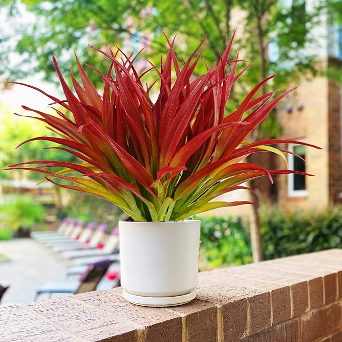 16Pcs Artificial Grass Fake Plants 17.3in Outdoor Plants UV Resistant Greenery - Image 4