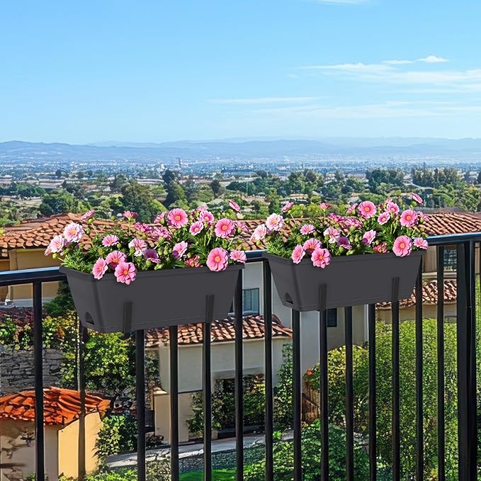 CADUKE Railing Planter Boxes 2 Pack Railing Flower Box - Image 4