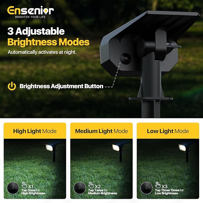 Ensenior Solar Spotlights Outdoor, 56 LEDs Brightness Adjustable 6500K LED - Image 3