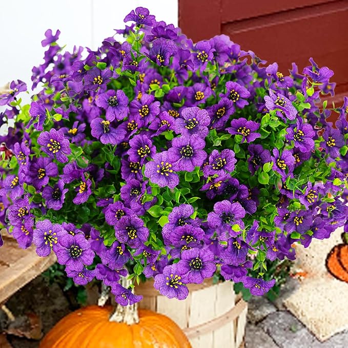 Artificial Flowers for Outdoor, UV Resistant Fake Silk Flowers, Realistic Faux by Welcometothetrytuny