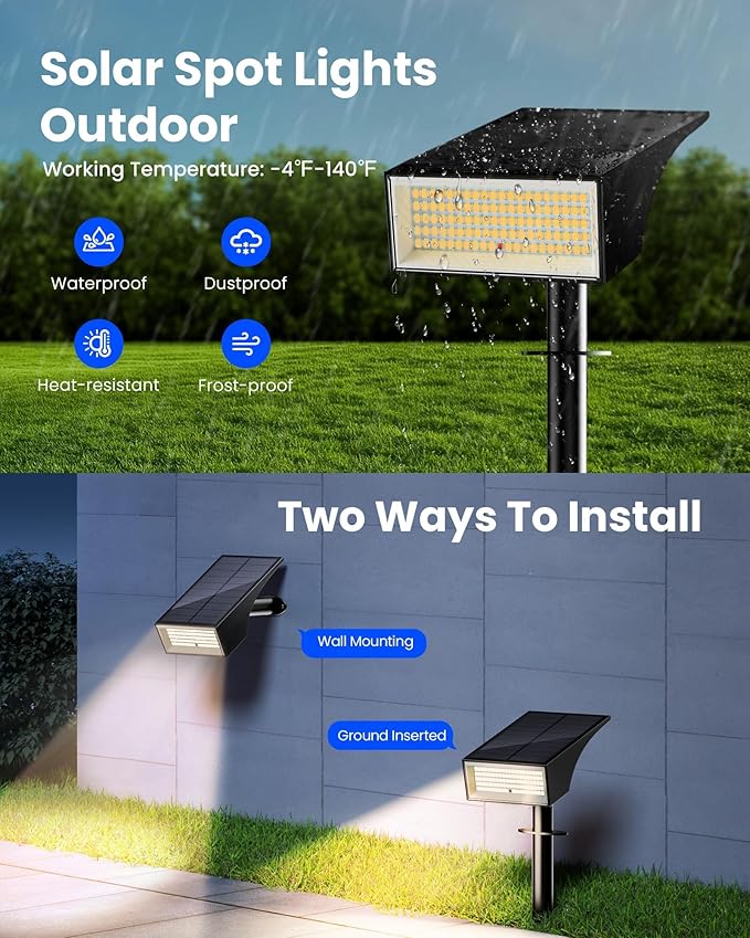 Koicaxy Solar Lights Outdoor Waterproof 12 Pack IP65, 100 LEDs 4 Light Modes - Image 6