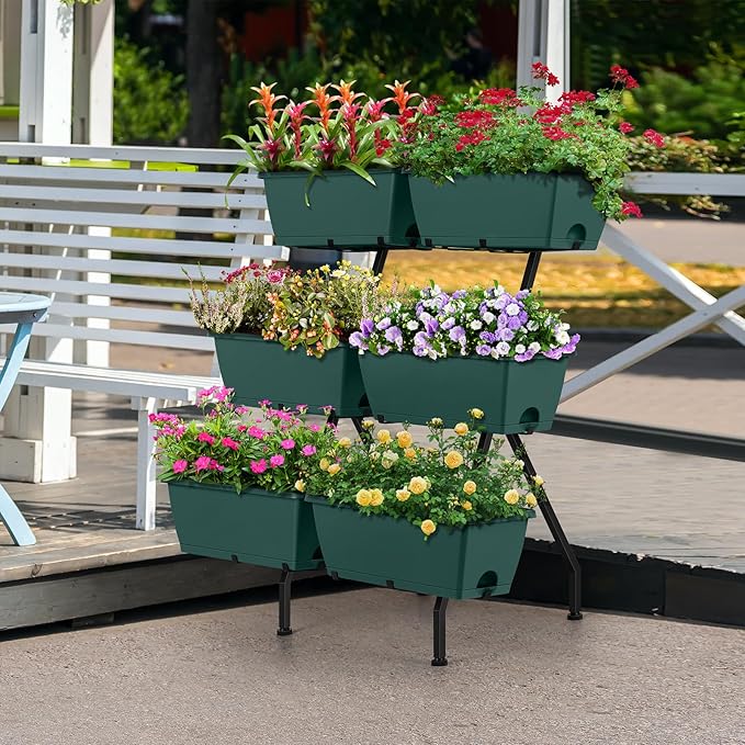 2 Column Vertical Raised Garden Beds, 6 Planter Boxes Standing Garden Bed - Image 5