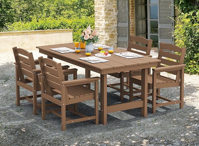 SERWALL Patio Dining Table Sets 5-Piece, Outdoor HDPE Dining Furniture Set - Image 6