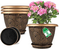 8 Inch Flower Pots Planters for Indoor Outdoor Plants, 4 Pack Plastic Small by Fodetyff