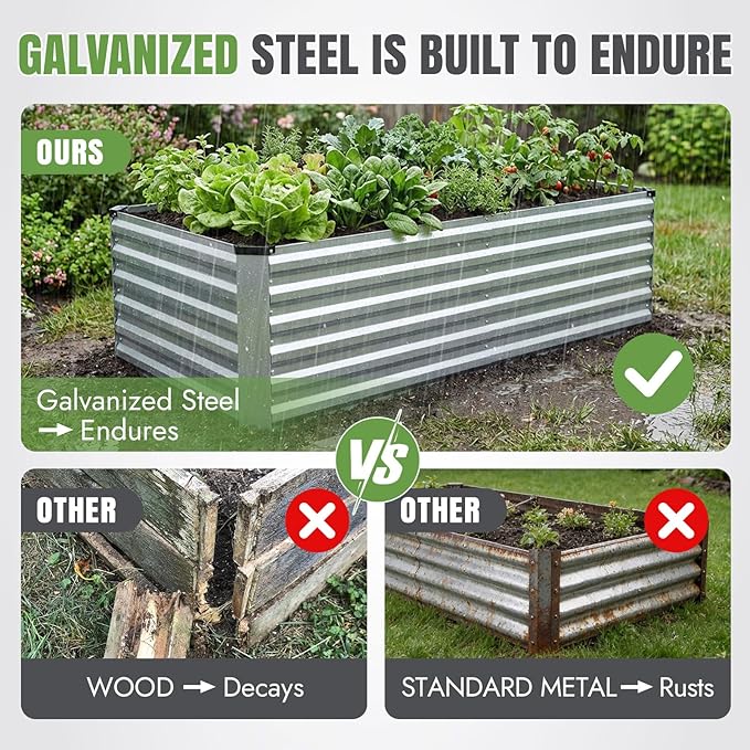 INNO STAGE 6x3x2ft Galvanized Raised Garden Bed, Raised Garden Bed Kit-Metal - Image 5