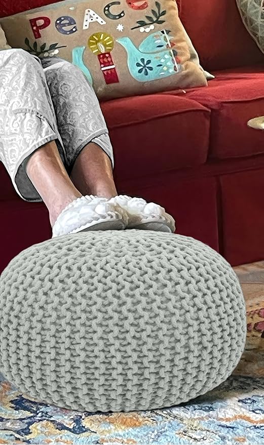 COTTON CRAFT Round Pouf Ottoman - Image 4