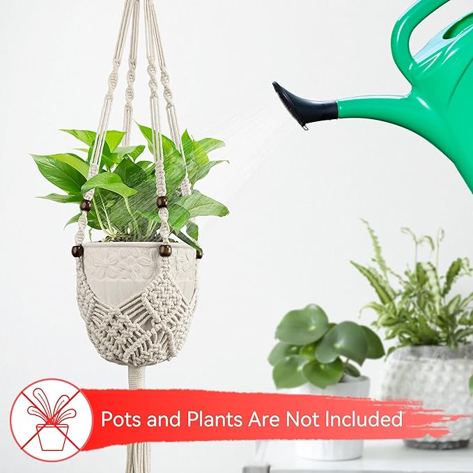 USLAI Macrame Plant Hanger Indoor Outdoor, Fits 3 to 6.5 inch Pots, Hanging - Image 7