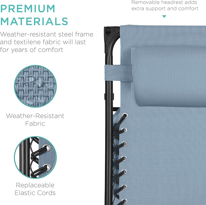 Best Choice Products Folding Zero Gravity Outdoor Recliner Patio Lounge Chair - Image 5