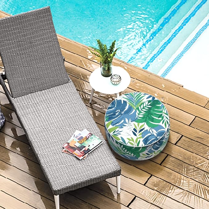 LVTXIII Outdoor/Indoor Round Inflatable Ottoman, All Weather Patio Footstool - Image 9