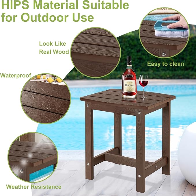 Y&M Outdoor Side Table, HIPS Adirondack Small Single Table, Waterproof Square - Image 6