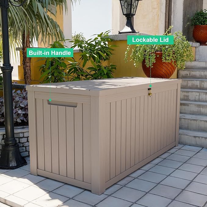 DRATO 200 Gallon Deck Box, Waterproof Resin Large Outdoor Storgae Box - Image 6