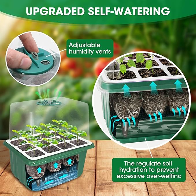 5PCS 60 Cell Self Watering Seed Starter Tray - Image 2