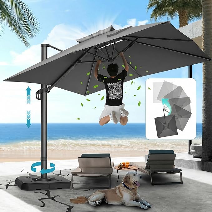 HOTEEL10x10ft Patio Umbrella Cantilever Umbrellas by HOTEEL