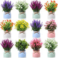 Cindeer 12 Pcs Large Artificial Potted Flowers Fake Potted Plants Plastic Faux by Cindeer