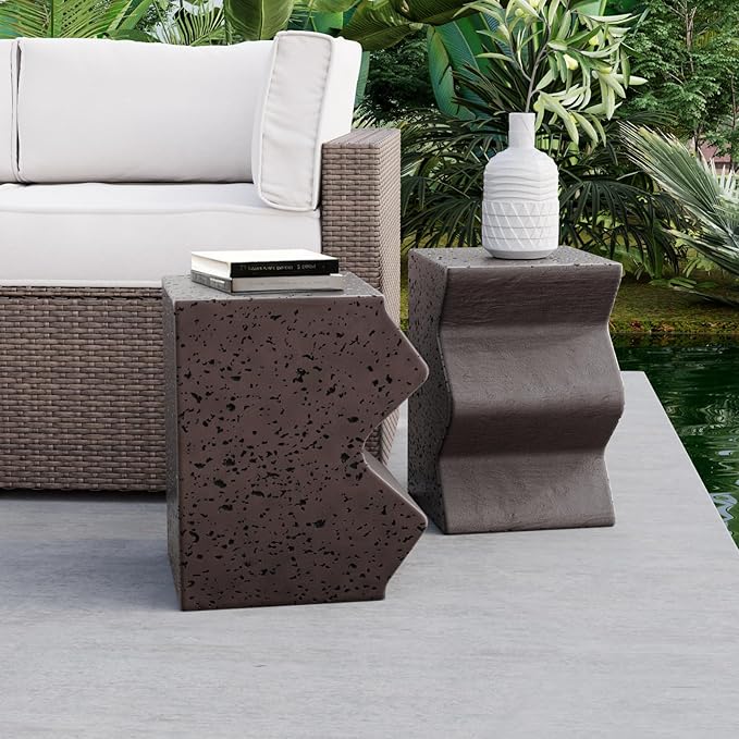 COSIEST Concrete Side Table, Decorative Garden Stools - Image 7