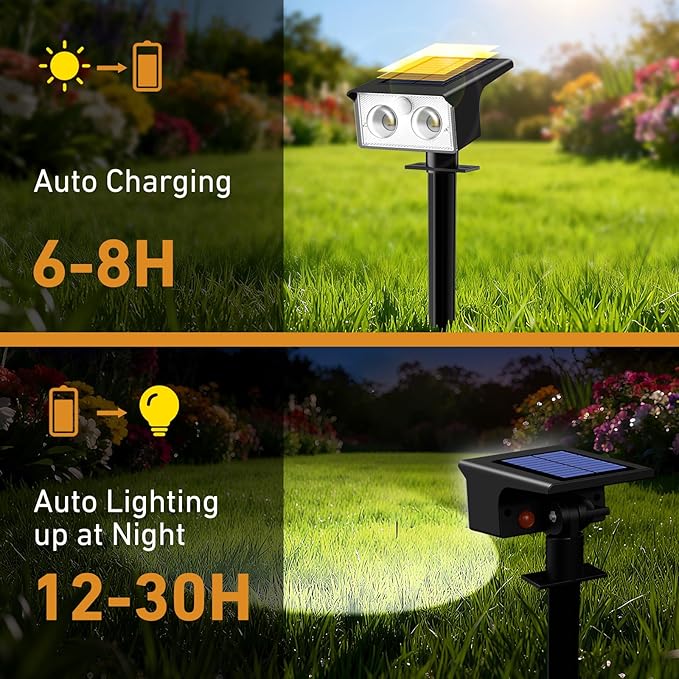 btfarm Solar Spot Lights Outdoor Waterproof, 2 Pack/3 Modes Motion Sensor Lights - Image 4