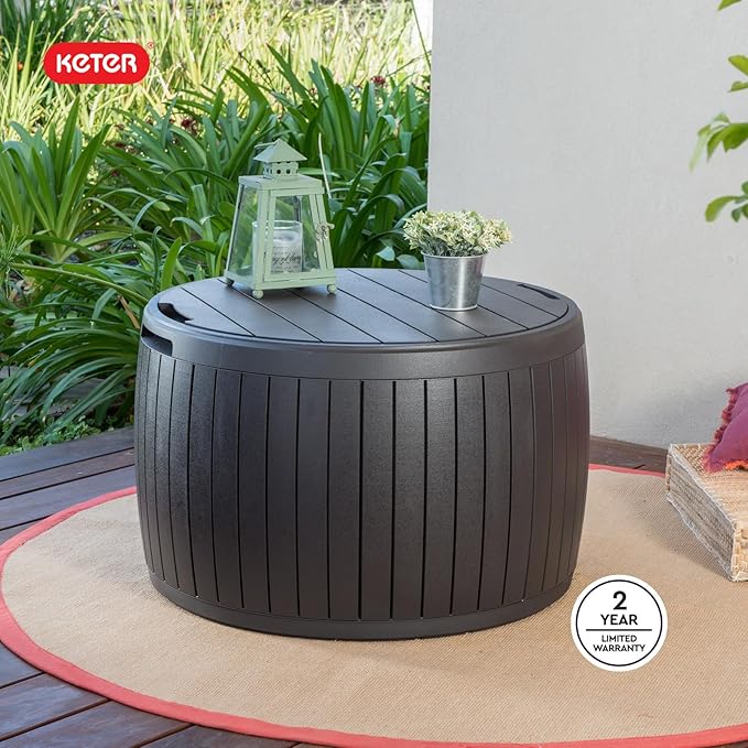 Keter Circa 37 Gallon Deck Box Organizer, Works as Ottoman Chair or Side Table - Image 12