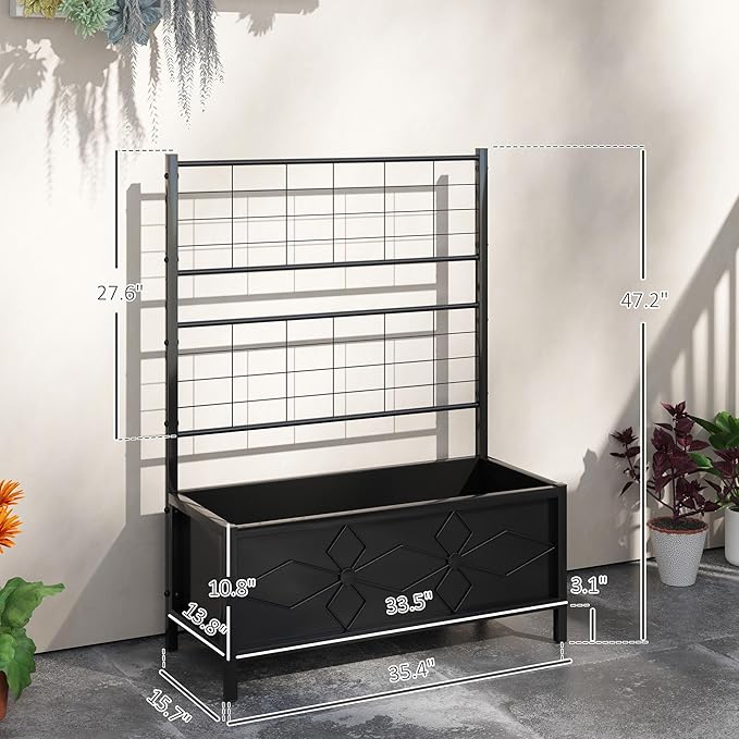 Outsunny Planter Box with Trellis, 35.4 x 15.7 x 47.2 inch Raised Garden Bed - Image 7