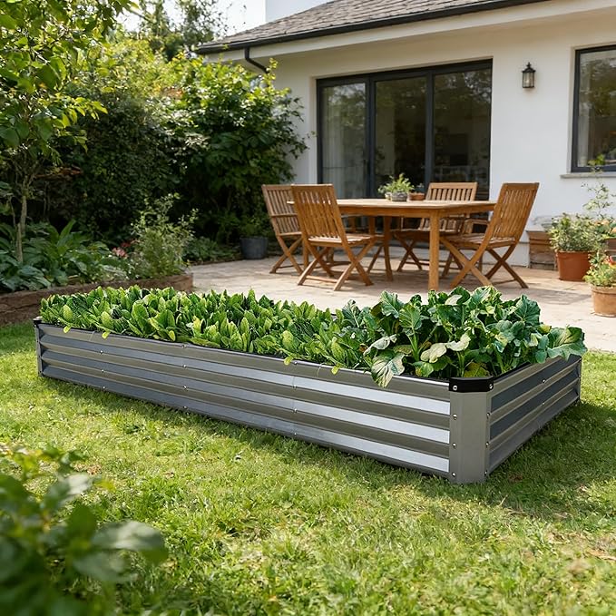GARDMAX 8x4x1FT Galvanized Raised Garden Bed Kit, Metal Planter Boxes Outdoor - Image 7