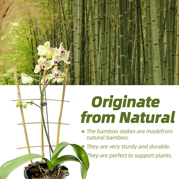5 Pack 16" Bamboo Trellis for Climbing Plants-Natural Garden Ladder Fan -Shaped - Image 2