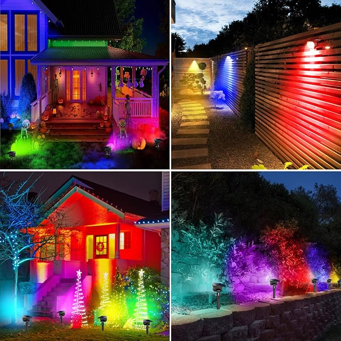 Peasur 6 Pack Solar Spot Lights Outdoor Color Changing, 7 Modes Halloween RGB - Image 5